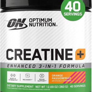 Optimum Nutrition Creatine Monohydrate Plus Powder, Orange Passionfruit Flavored Creatine Performance Blend With Electrolytes for Hydration, Added Vitamins, 40 Servings, 360 Grams (Packaging May Vary)